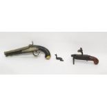 Mahogany pistol and a table-top flintlock cigarette lighter (2)