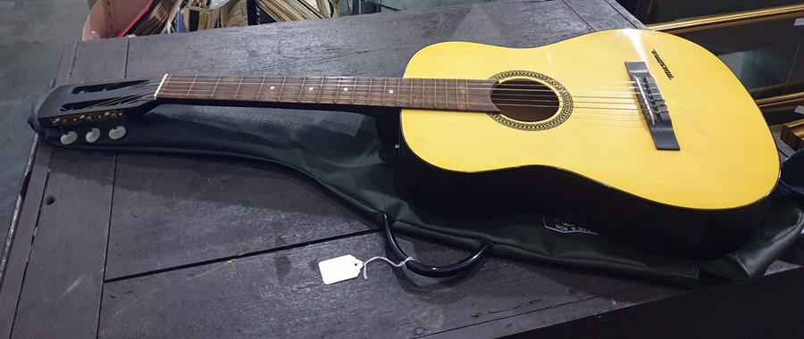 Acoustic guitar in case