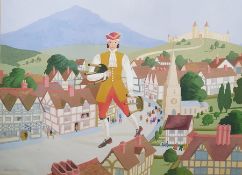 Dorothy C Edwards Watercolour 'Scene from Gulliver's Travels' signed lower left, together with