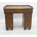 19th century mahogany desk, the three-quarter gallery top above the moulded edge, single long