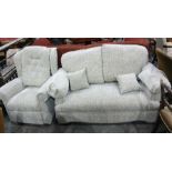 Two seater sofa and single armchair in a light grey upholstery