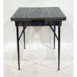 1950's faux-marble extending rectangular dining table on shaped metal legs, 117.5cm x 78cm