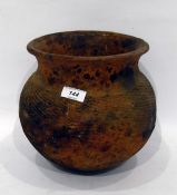 Terracotta cooking pot with rounded base, possibly African 20cm high.