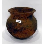 Terracotta cooking pot with rounded base, possibly African 20cm high.