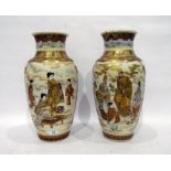 Pair of Japanese Satsuma baluster vases, late 19th century, painted and richly gilt with figures and