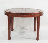 20th century Oriental extending dining table and four chairs (5)