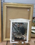 White painted wall mirror together with a rectangular frame (2)