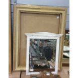 White painted wall mirror together with a rectangular frame (2)