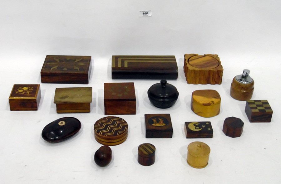 Indian brass inlaid rosewood box, various similar boxes, marquetry inlaid trinket boxes, inlaid wood