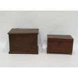 19th century mahogany tea caddy raised upon brass ball feet and an oak lift-top box with letter slot