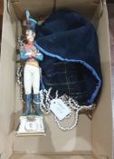 Capodimonte figure of a military officer and a beaded bag (2)