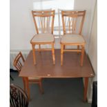 20th century melamine dining table and three chairs with vinyl seats (4)