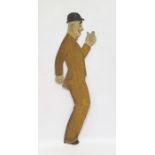 Early 20th century painted wood shop display figure of a man in silhouette, 85cm high