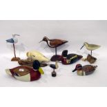 Collection of painted wood reproduction decoy ducks