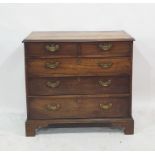 17th century oak chest of two short over three long drawers, to turned feet