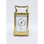 20th century Woodford brass carriage clock with Roman numerals to the dial