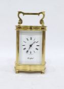 20th century Woodford brass carriage clock with Roman numerals to the dial