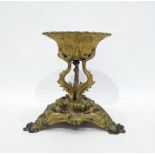 French-style gilt ormolu stand/centrepiece, the circular top with scalloped edge, foliate body