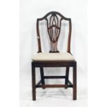 18th century dining chair, the arched toprail above the shaped and pierced backsplat, above the hard