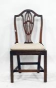 18th century dining chair, the arched toprail above the shaped and pierced backsplat, above the hard