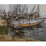 Bernard Dufour  Print  Harbour scene, sign