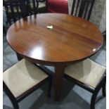 Modern Eastern hardwood dining table, 107cm diameter