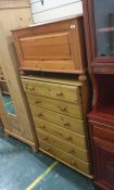 A 20th century pine blanket box and a 20th century pine chest of six drawers (2)