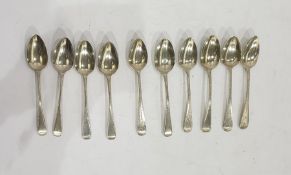 Matched set of nine silver spoons, Hanover feather-edged pattern, assorted dates and makers,
