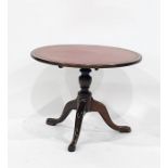 A mahogany centre table with moulded edge, turned column to three cabriole supports, 72.5cm diameter