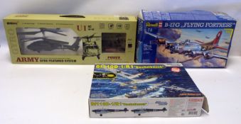 Remote controlled Gyro Helicopter in case and five assorted 'Build Yourself' plane models
