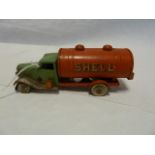 Triang Minic Clockwork Shell tanker in red and green