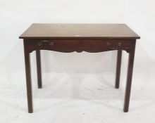 A 19th century mahogany single drawer desk on square section supports, 94cm x 50cm