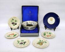 Royal Worcester commemorative bone china bowl, printed with portraits of Queen Elizabeth II and H.