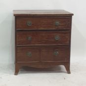 A 19th century mahogany chest of three drawers, to splayed feet, 68cm x 74cm