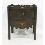 An 18th century tray-top commode, the double doors above single drawer, square section chamfered