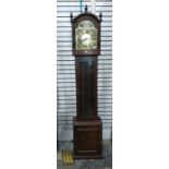 A 20th century mahogany cased longcase clock, the arched dial marked 'Tempus Fujit', Roman