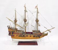 Handmade tall masted model ship