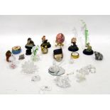 Assorted collection of crystal and glass animals and ornaments and a group of resin animals