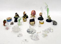 Assorted collection of crystal and glass animals and ornaments and a group of resin animals