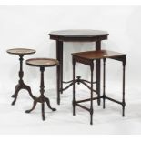 Two reproduction mahogany wine tables, an octagonal centre table and one further coffee table (4)