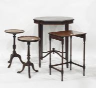 Two reproduction mahogany wine tables, an octagonal centre table and one further coffee table (4)