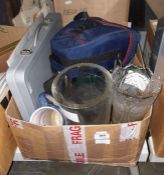 Assorted vases, painted jug etc (1 box)