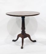 19th century mahogany centre table on turned supports and tripod base, 98cm diameter