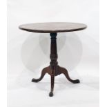 19th century mahogany centre table on turned supports and tripod base, 98cm diameter