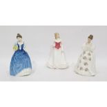 Three Royal Doulton figures comprising: Alice, HN4111, Helen, HN3601, both modelled by M.M. Pedley