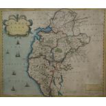 Coloured map After Robert Morden Cumberland   sold by Abel Swale  37 x 43cm , framed.