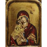 Reproduction Byzantine - made in Mount Asos, painted on oil cloth and wood with gilding Madonna