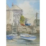 Teresa Moore Watercolour drawing "Woodland at Catele" Peter Thorley Watercolour drawing "Harbour