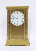 Brass cased modern eight-day mantel clock with Roman numerals to the dial and marked 'Rapport
