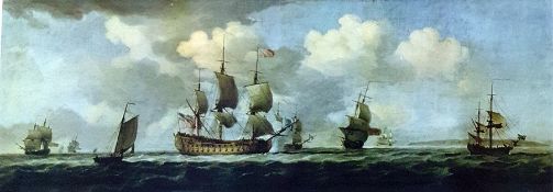 Colour print "The Friendship of Southampton Chasing the Irish Channel ... in the Mouth of ...", a